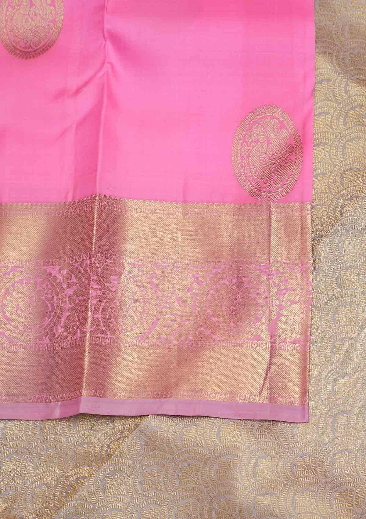 Pink Zariwork Pure Silk Designer Saree - Koskii