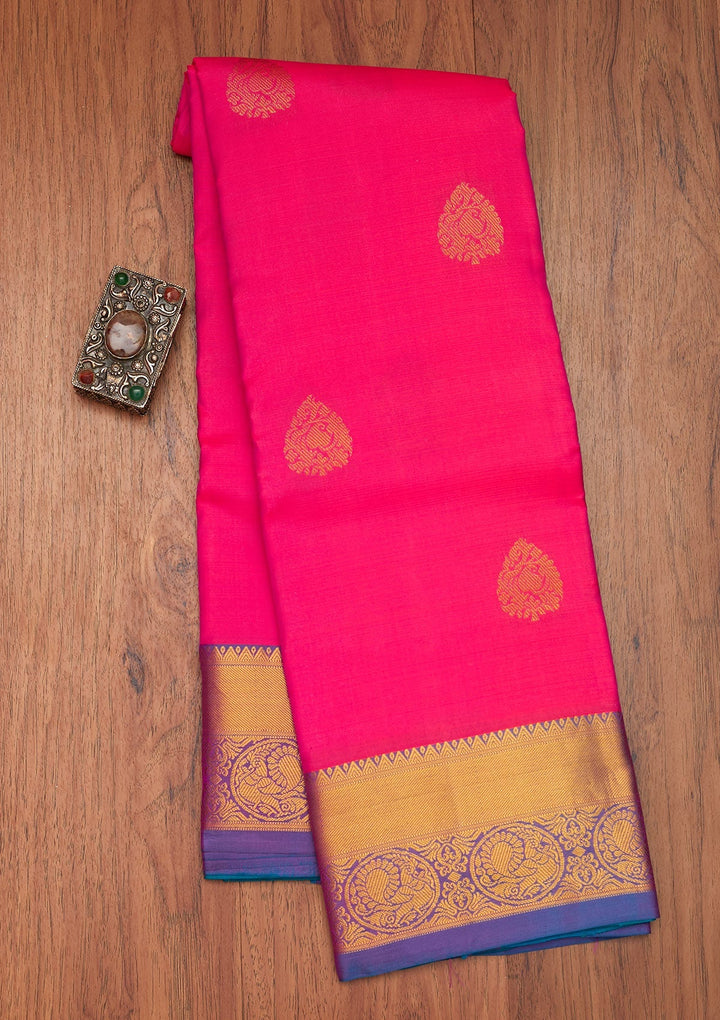 Pink Zariwork Pure Silk Saree- Koskii