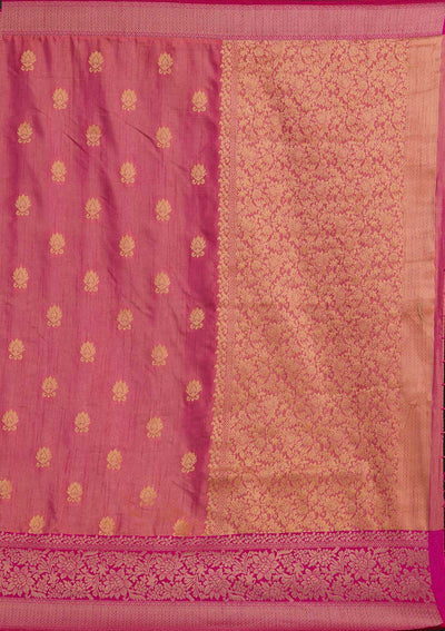 Pink Zariwork Raw Silk Designer Saree - koskii