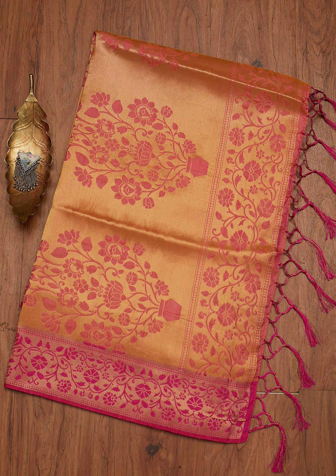 Pink Zariwork Raw Silk Designer Saree - koskii
