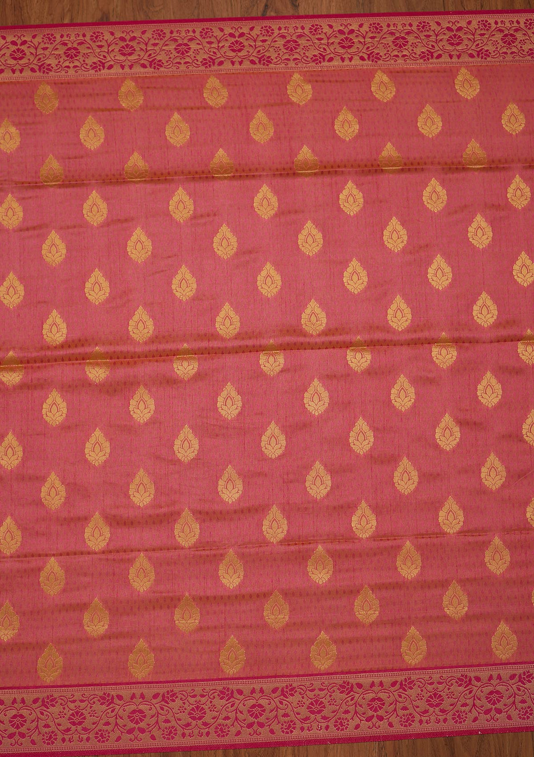 Pink Zariwork Raw Silk Designer Saree - koskii