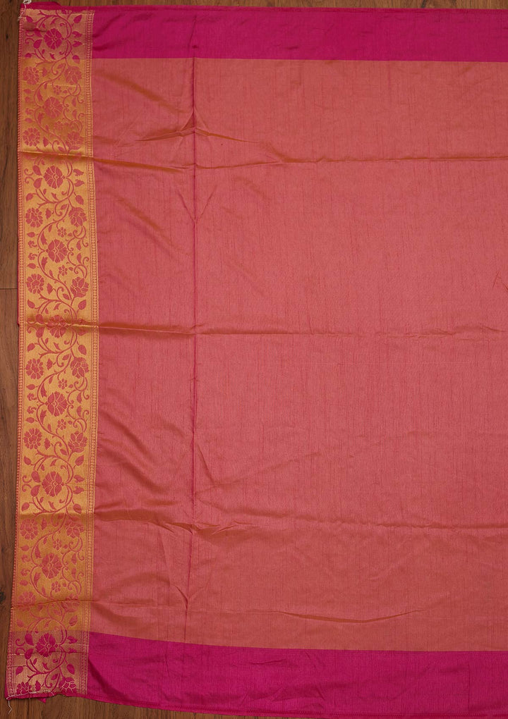 Pink Zariwork Raw Silk Designer Saree - koskii