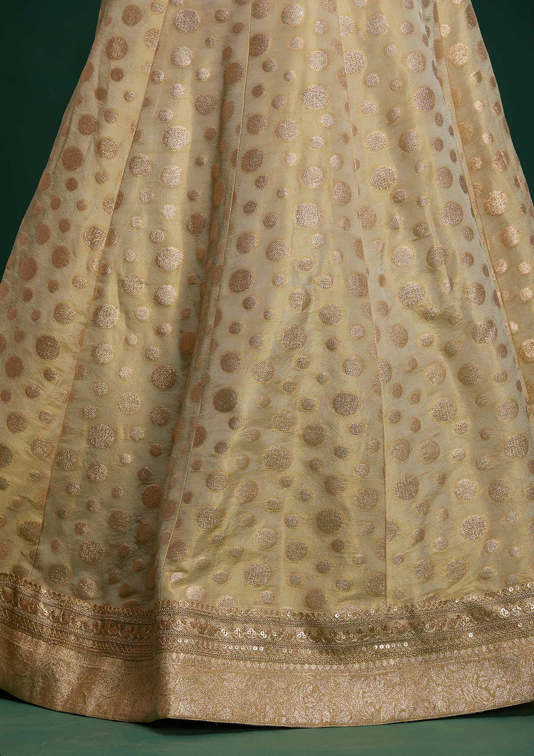 Pista Green Zari Work Banarasi Designer Lehenga - Koskii