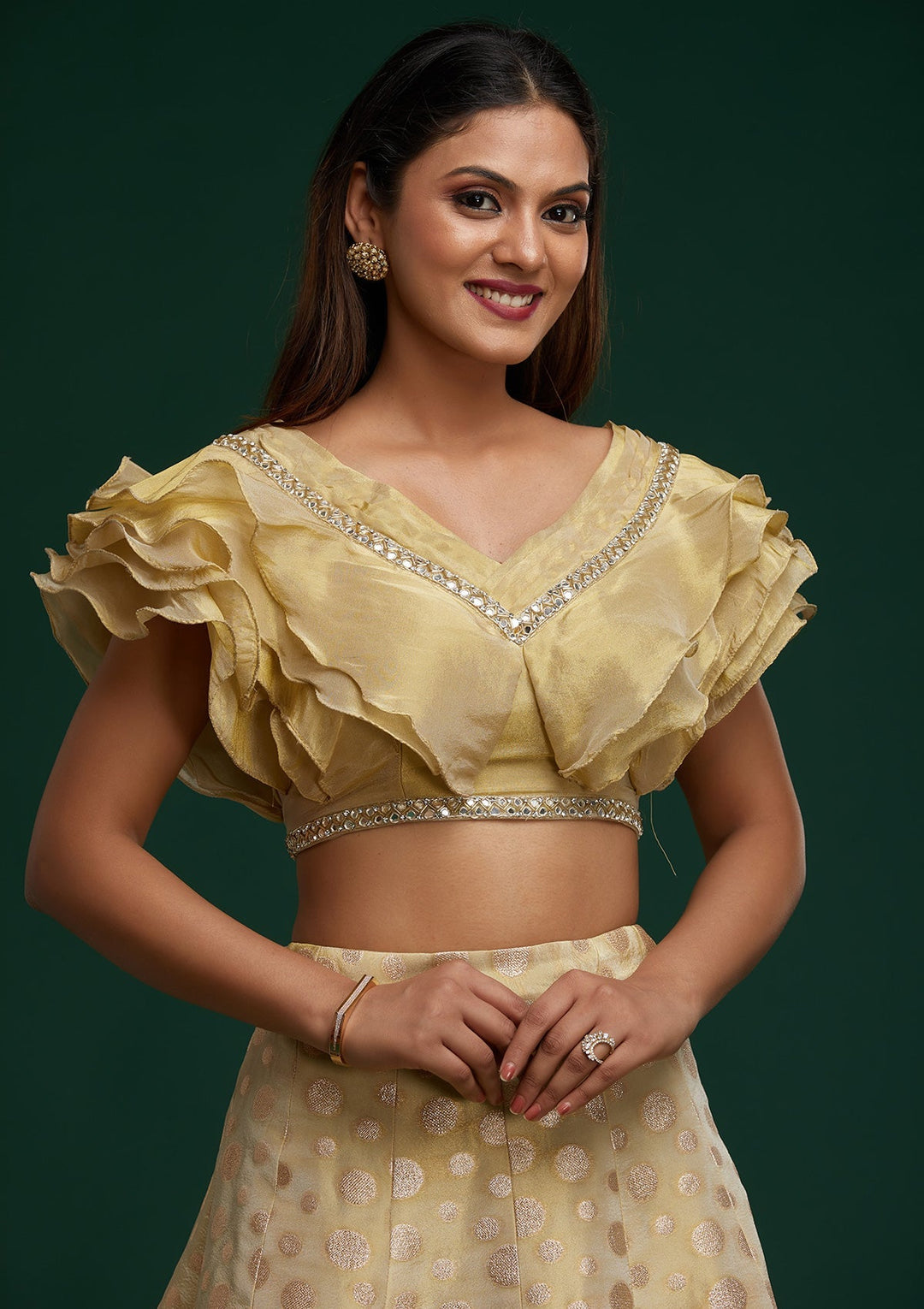 Pista Green Zari Work Banarasi Designer Lehenga - Koskii