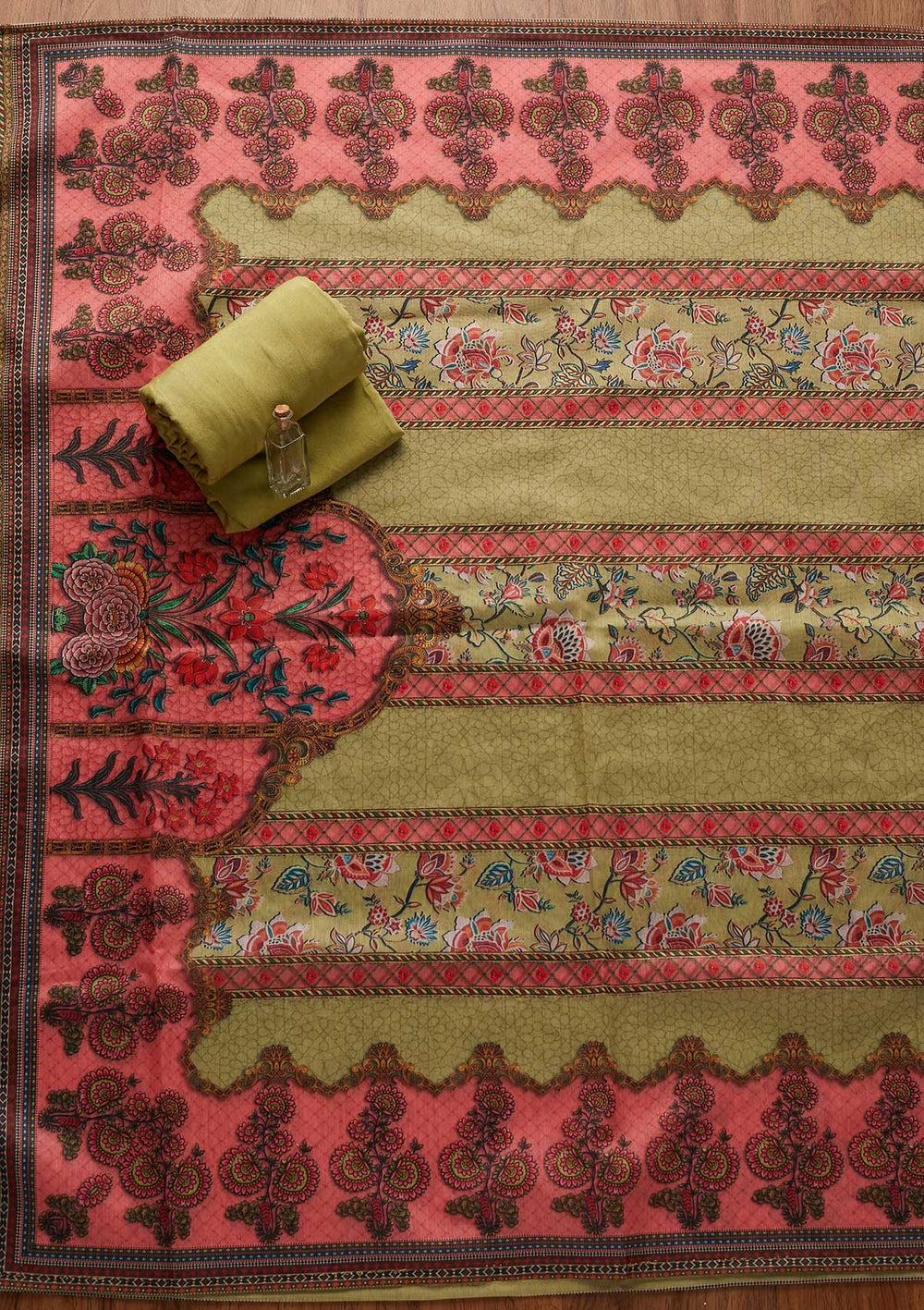 Pista Green Cutdana Art Silk Designer Unstitched Salwar Suit - koskii