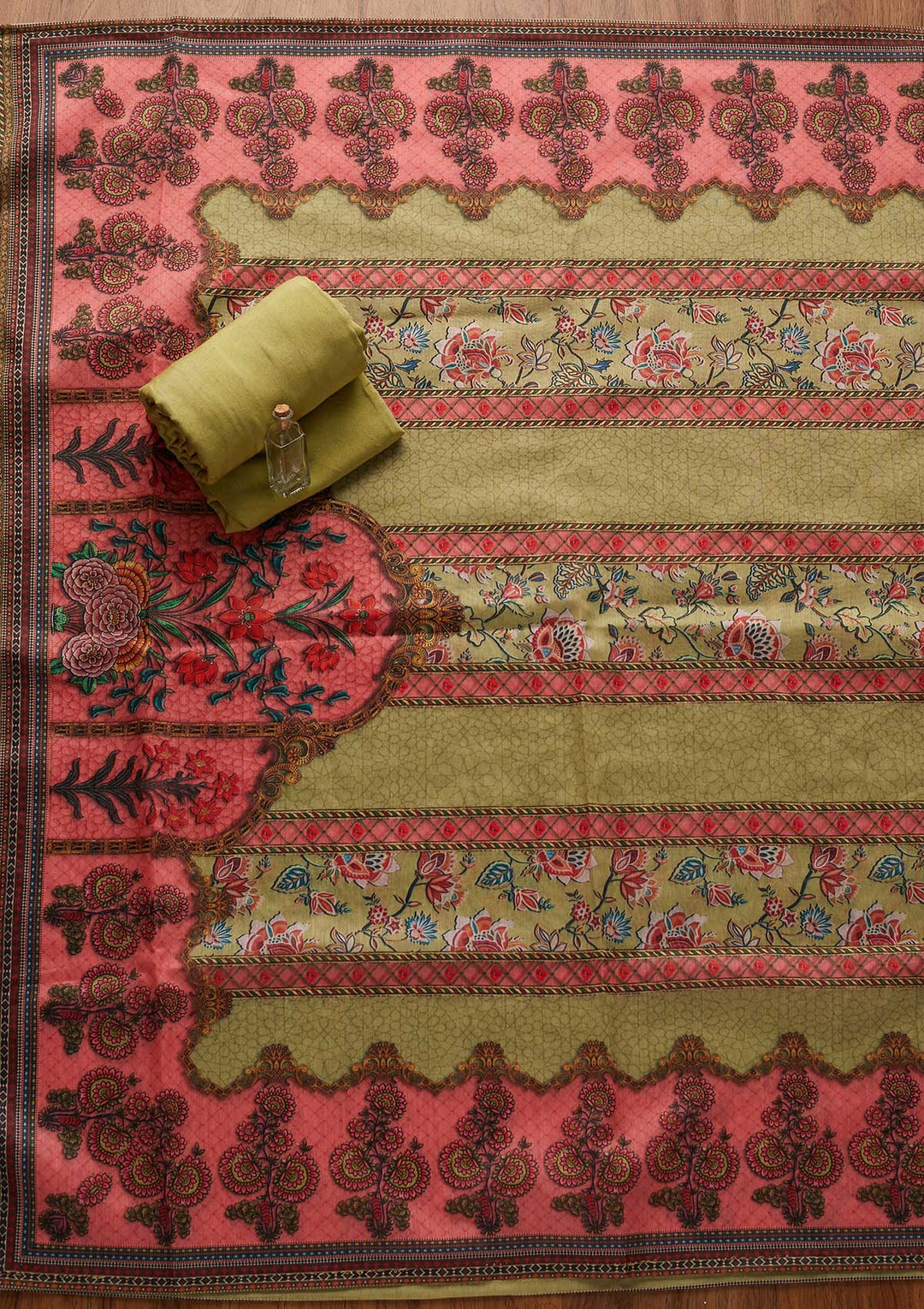 Pista Green Cutdana Art Silk Designer Unstitched Salwar Suit - koskii