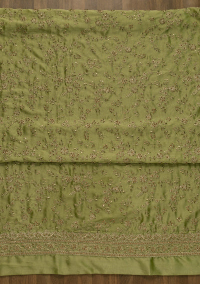 Pista Green Cutdana Semi Crepe Unstitched Salwar Kameez-Koskii