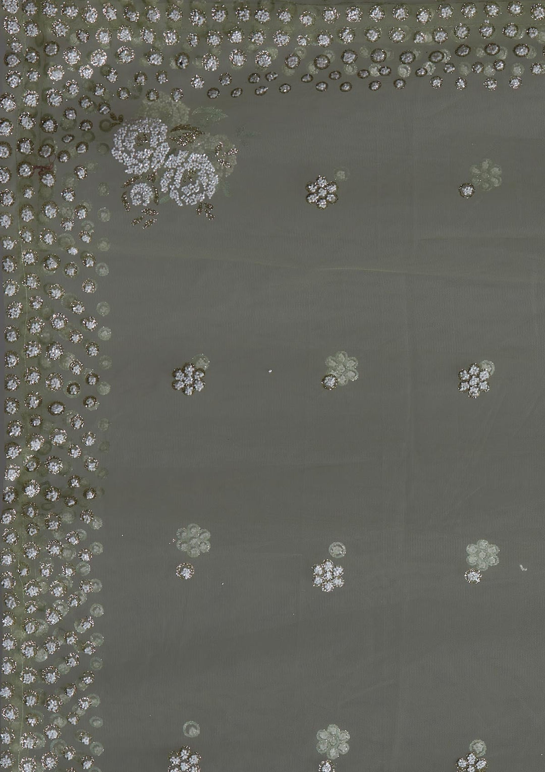 Pista Green Glitter Net Designer Gown-Koskii