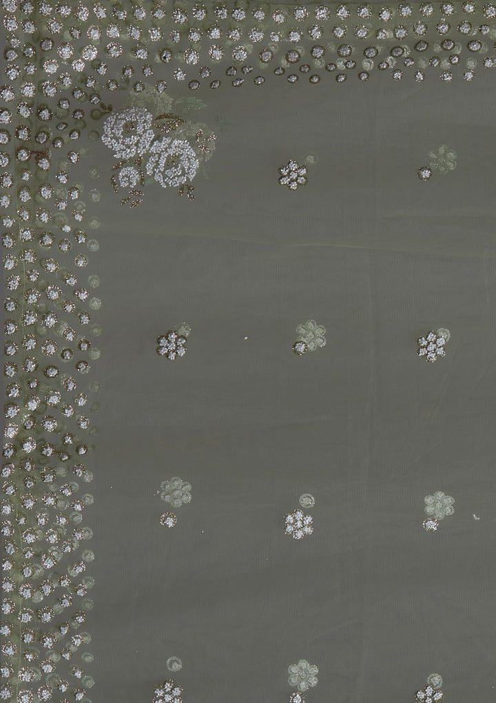 Pista Green Glitter Net Designer Gown-Koskii
