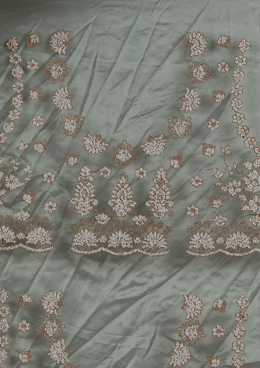 Pista Green Glitter Net Designer Semi-Stitched Lehenga - koskii