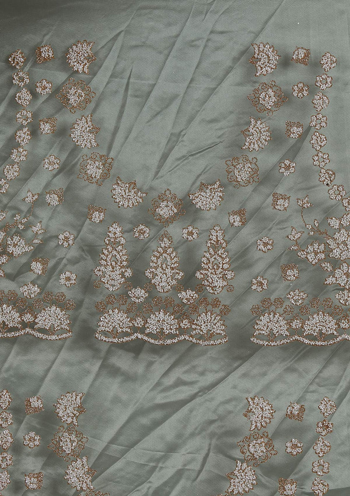 Pista Green Glitter Net Designer Semi-Stitched Lehenga - koskii