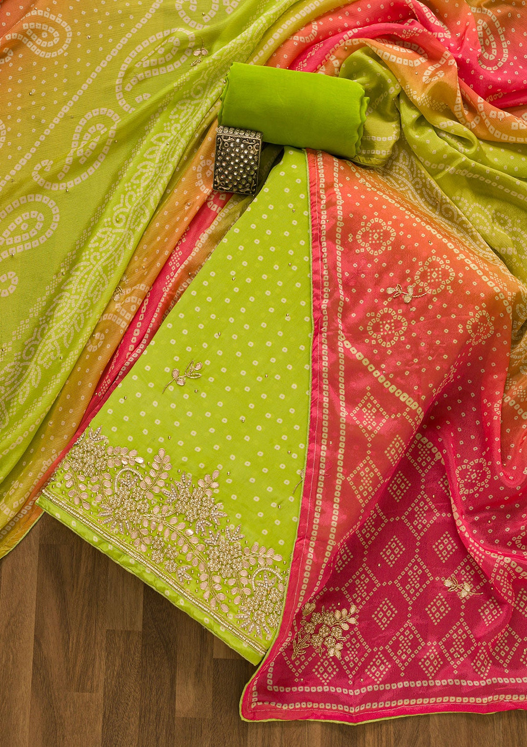 Pista Green Gotapatti Brocade Salwar Kameez-Koskii