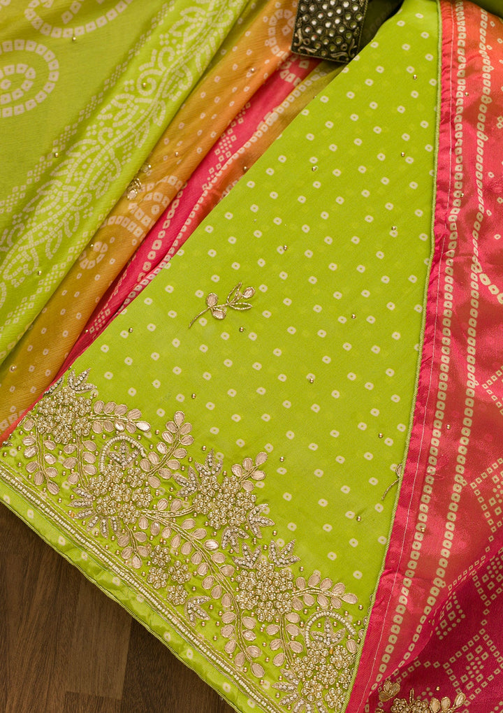 Pista Green Gotapatti Brocade Salwar Kameez-Koskii