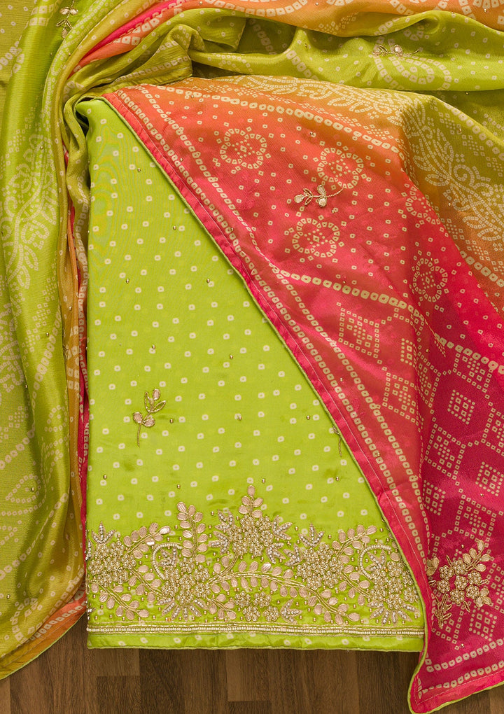 Pista Green Gotapatti Brocade Salwar Kameez-Koskii