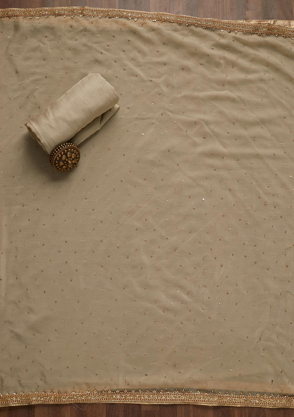 Pista Green Gotapatti Semi Crepe Unstitched Salwar Suit - Koskii