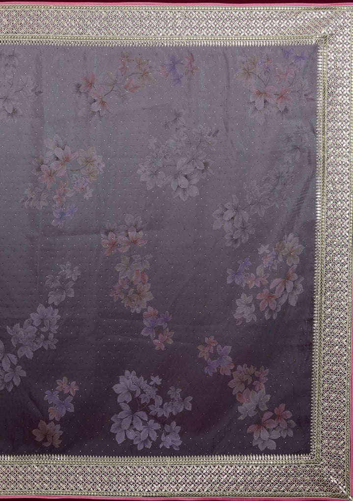 Pista Green Gotapatti Semi Crepe Designer Saree - Koskii