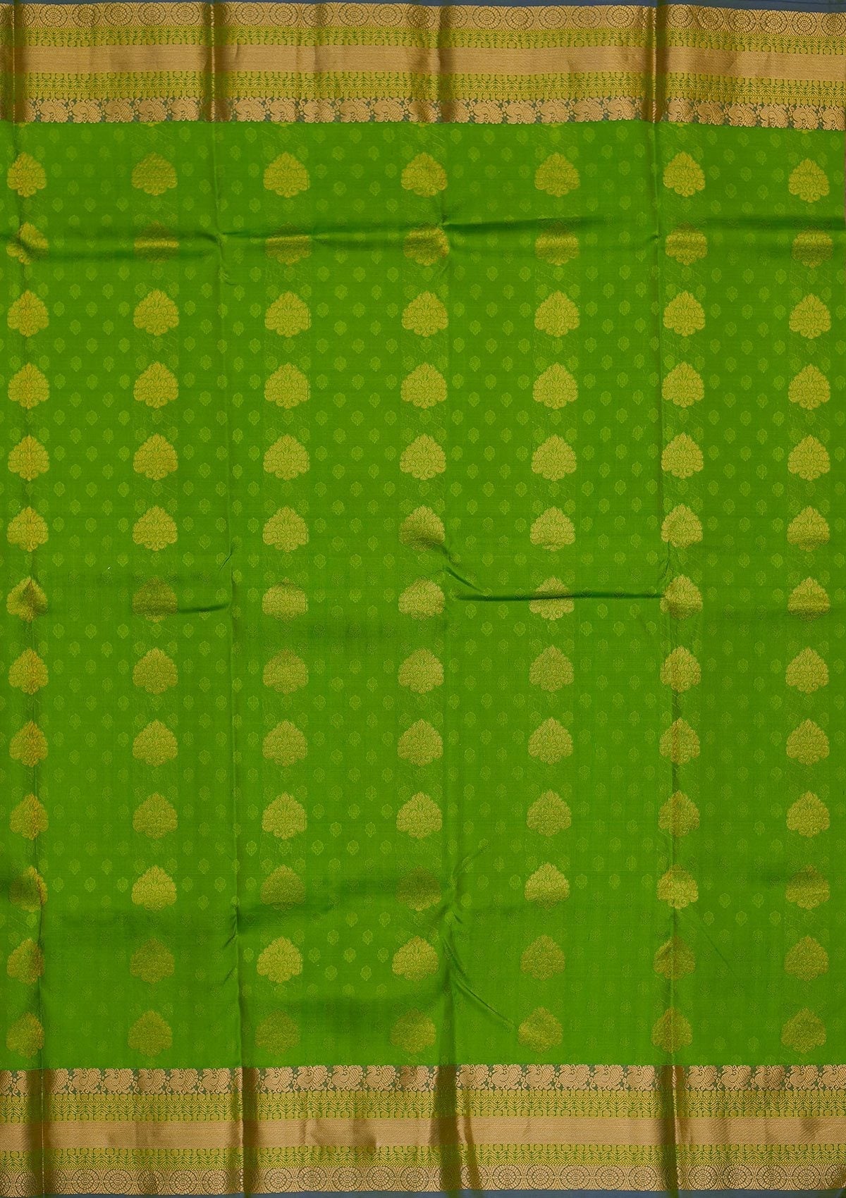 Pista Green Jacquard Pure Silk Designer Saree - koskii