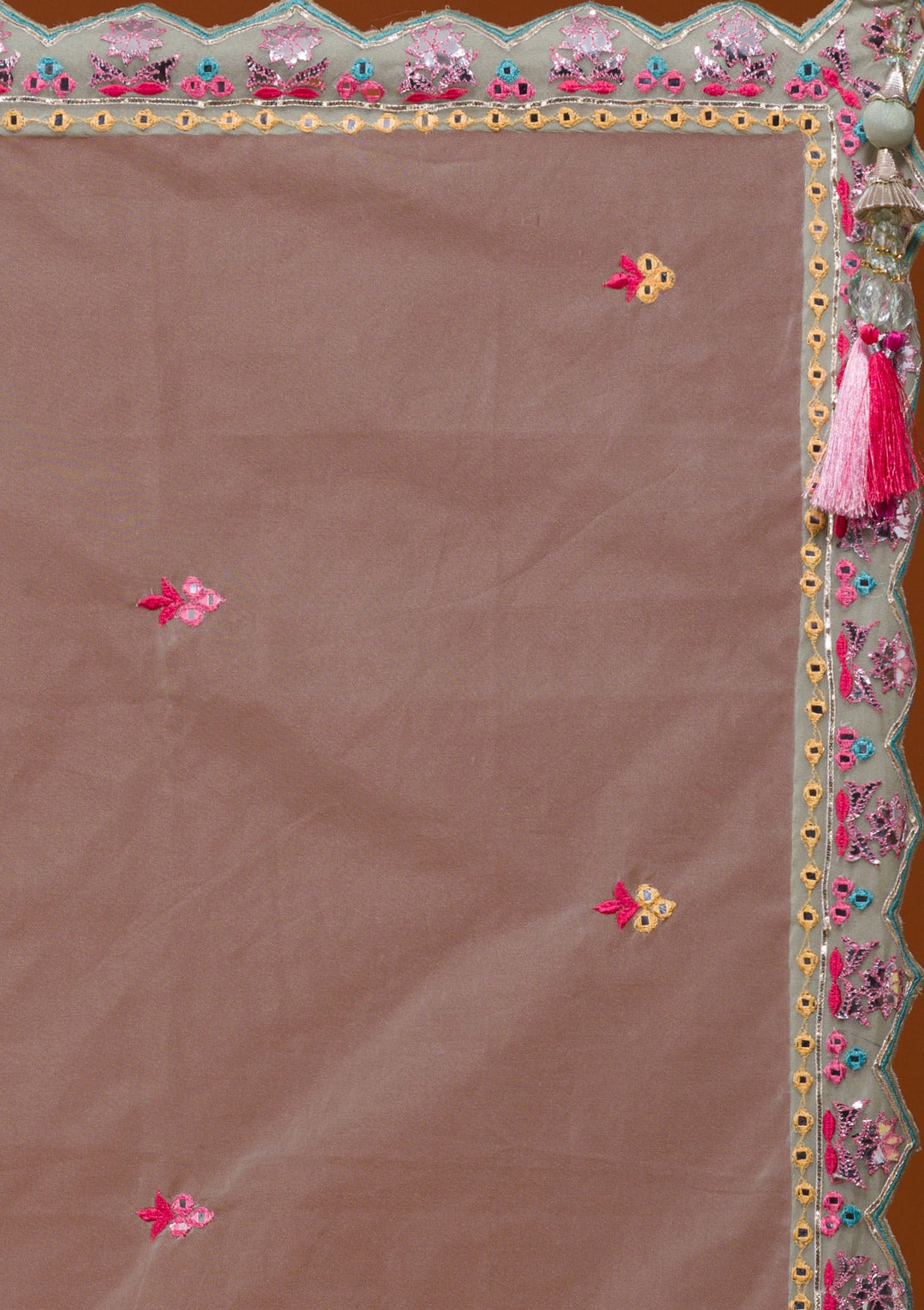 Pista Green Mirrorwork Tissue Designer Lehenga-Koskii