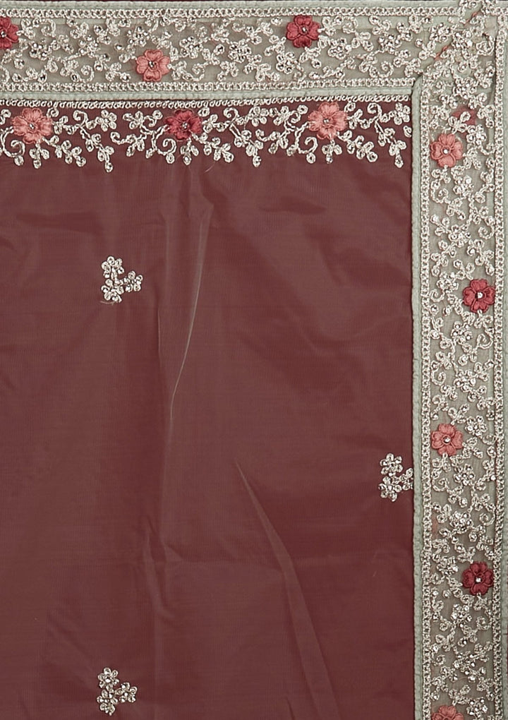 Pista Green Silver Zariwork Net Designer Semi-Stitched Lehenga - koskii