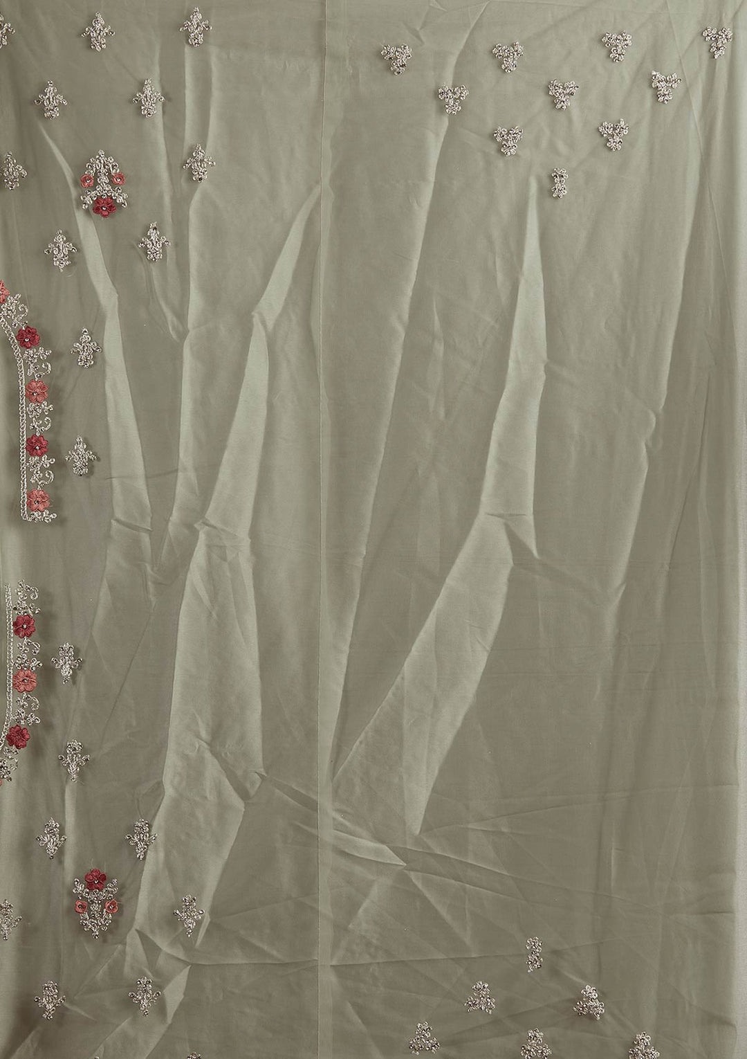 Pista Green Silver Zariwork Net Designer Semi-Stitched Lehenga - koskii