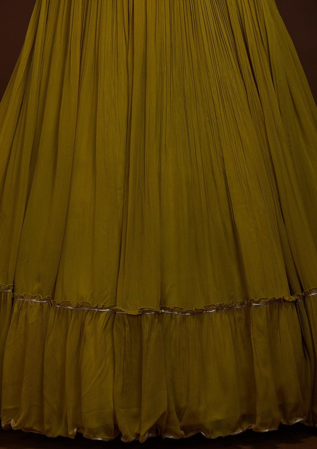Pista Green Pearlwork Georgette Lehenga-Koskii