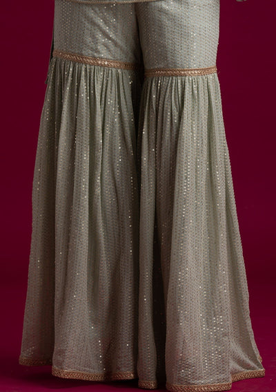 Pista Green Sequins Georgette Designer Salwar-Suit - koskii