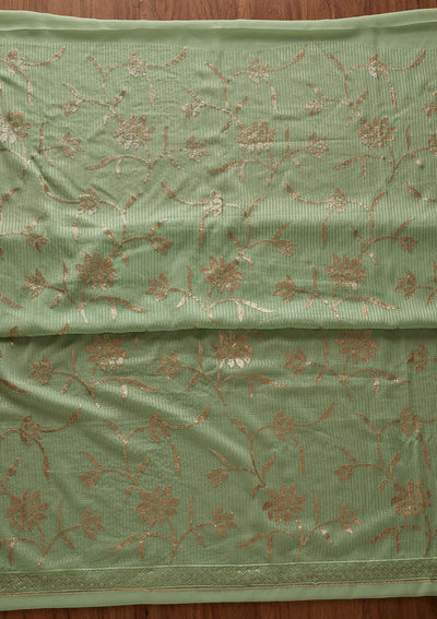 Pista Green Sequins Georgette Designer Unstitched Salwar Suit - koskii