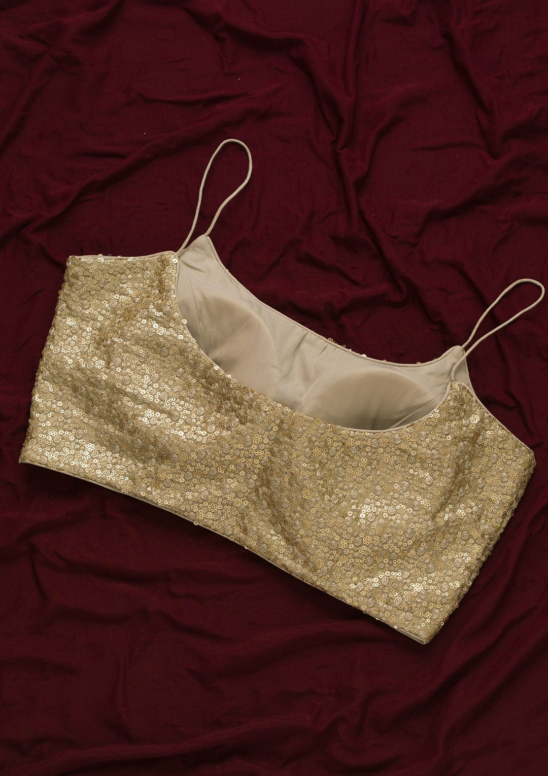 Pista Green Sequins Net Readymade Blouse-Koskii