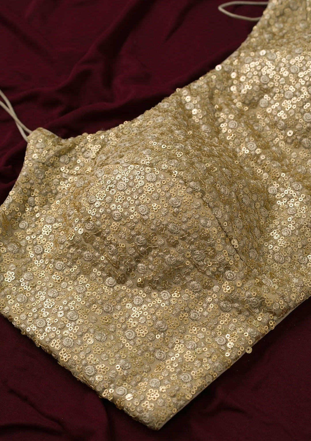 Pista Green Sequins Net Readymade Blouse-Koskii