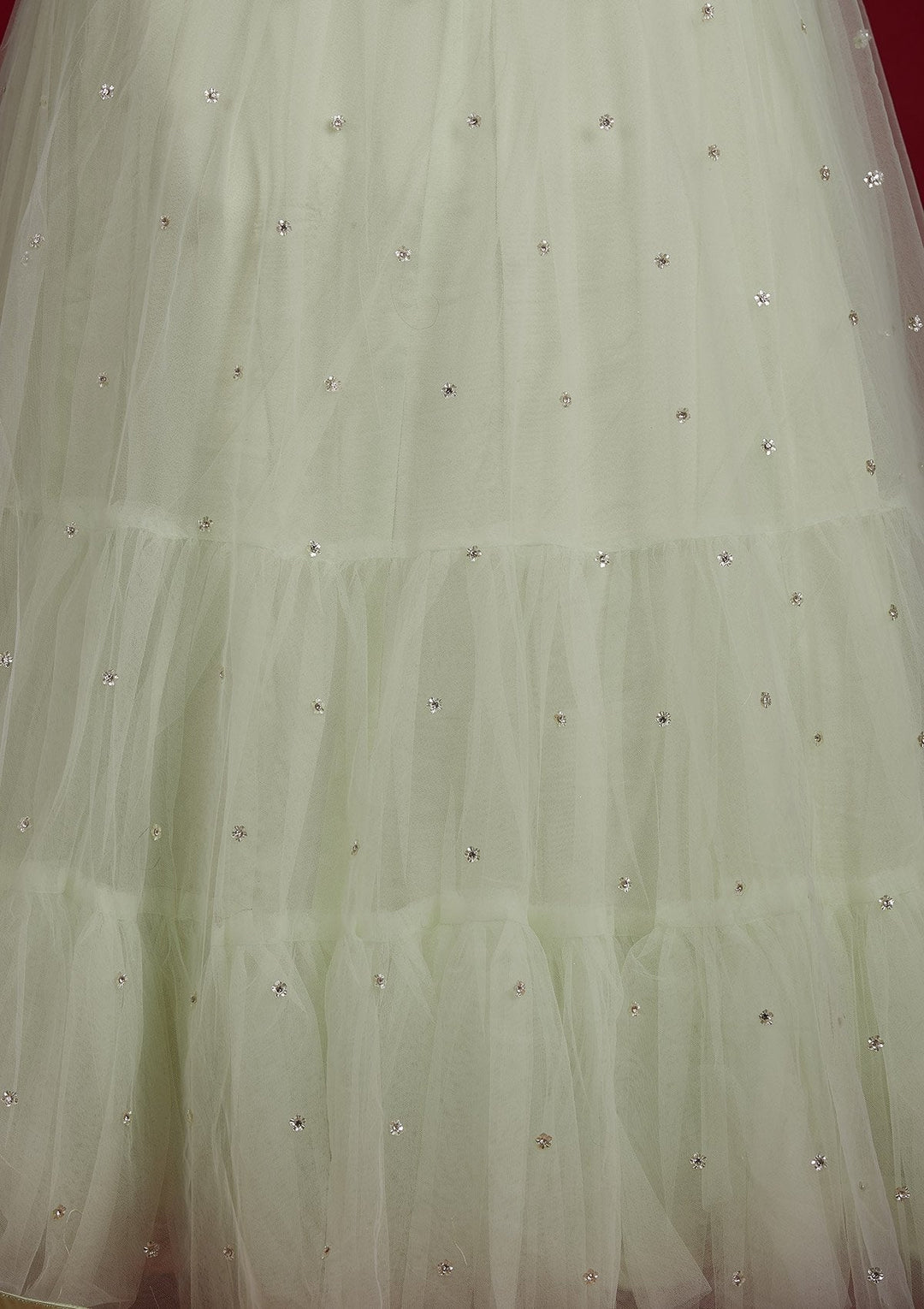 Pista Green Sequins Net Designer Lehenga - Koskii