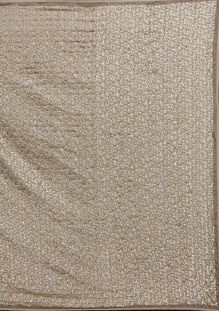 Pista Green Sequins Semi Crepe Saree-Koskii