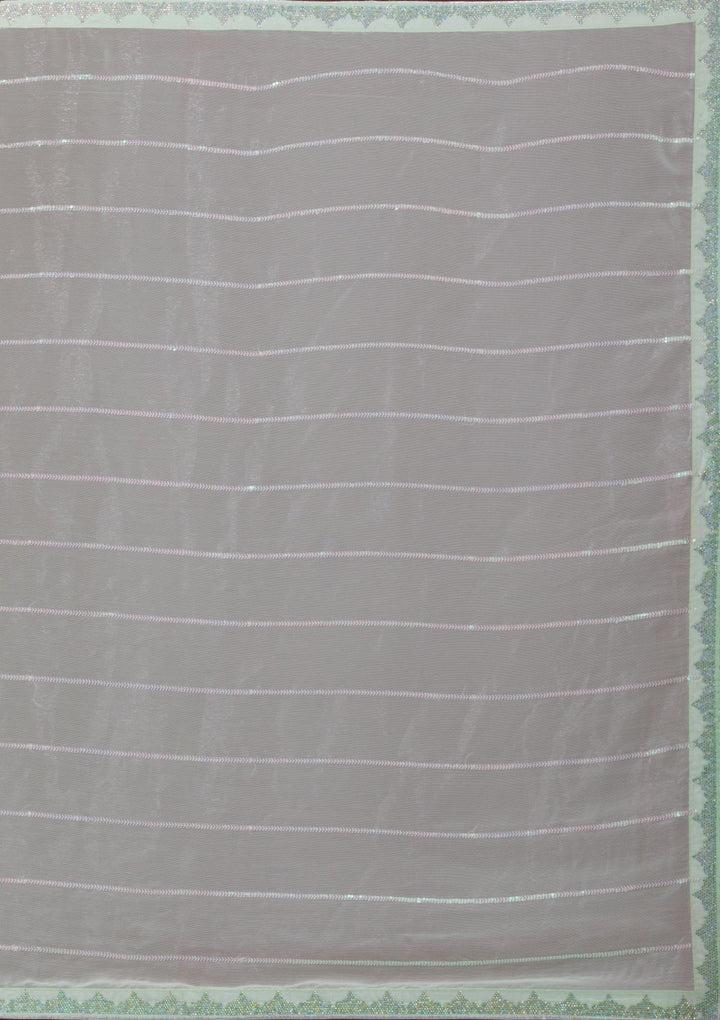 Pista Green Sequins Shimmer Saree-Koskii