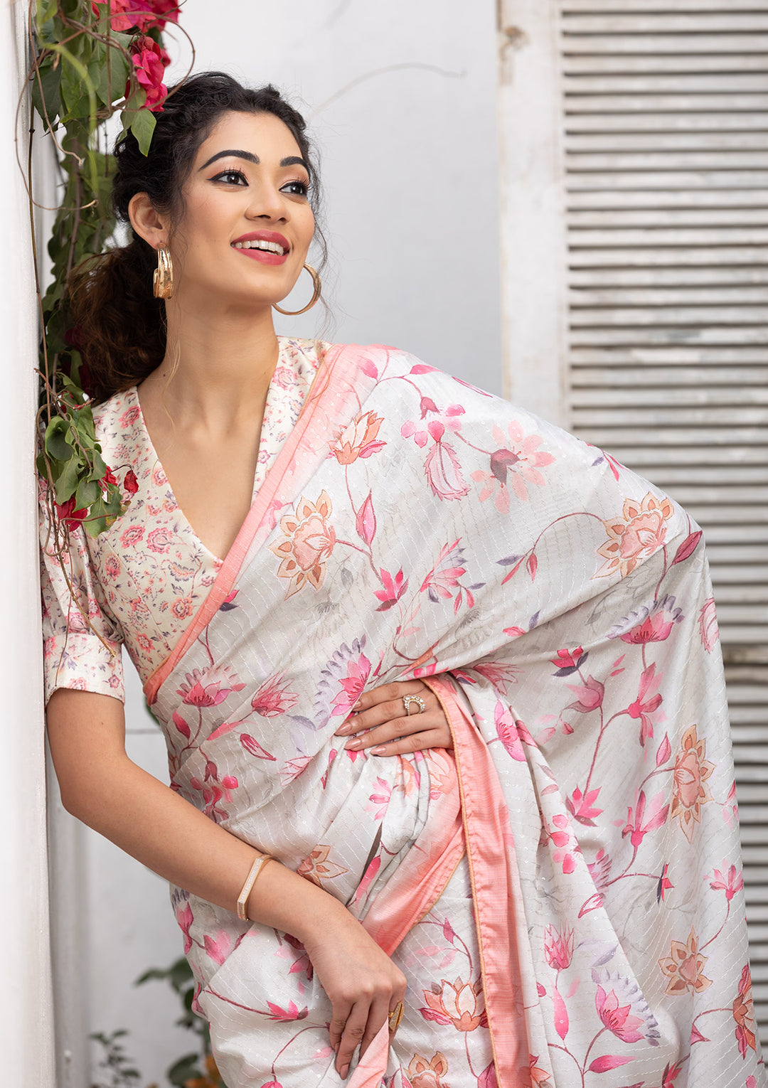 Pista Green Sequins Taffeta Silk Saree-Koskii