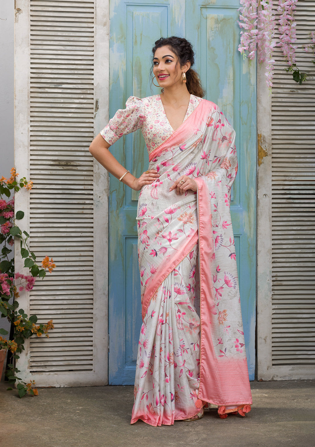 Pista Green Sequins Taffeta Silk Saree-Koskii