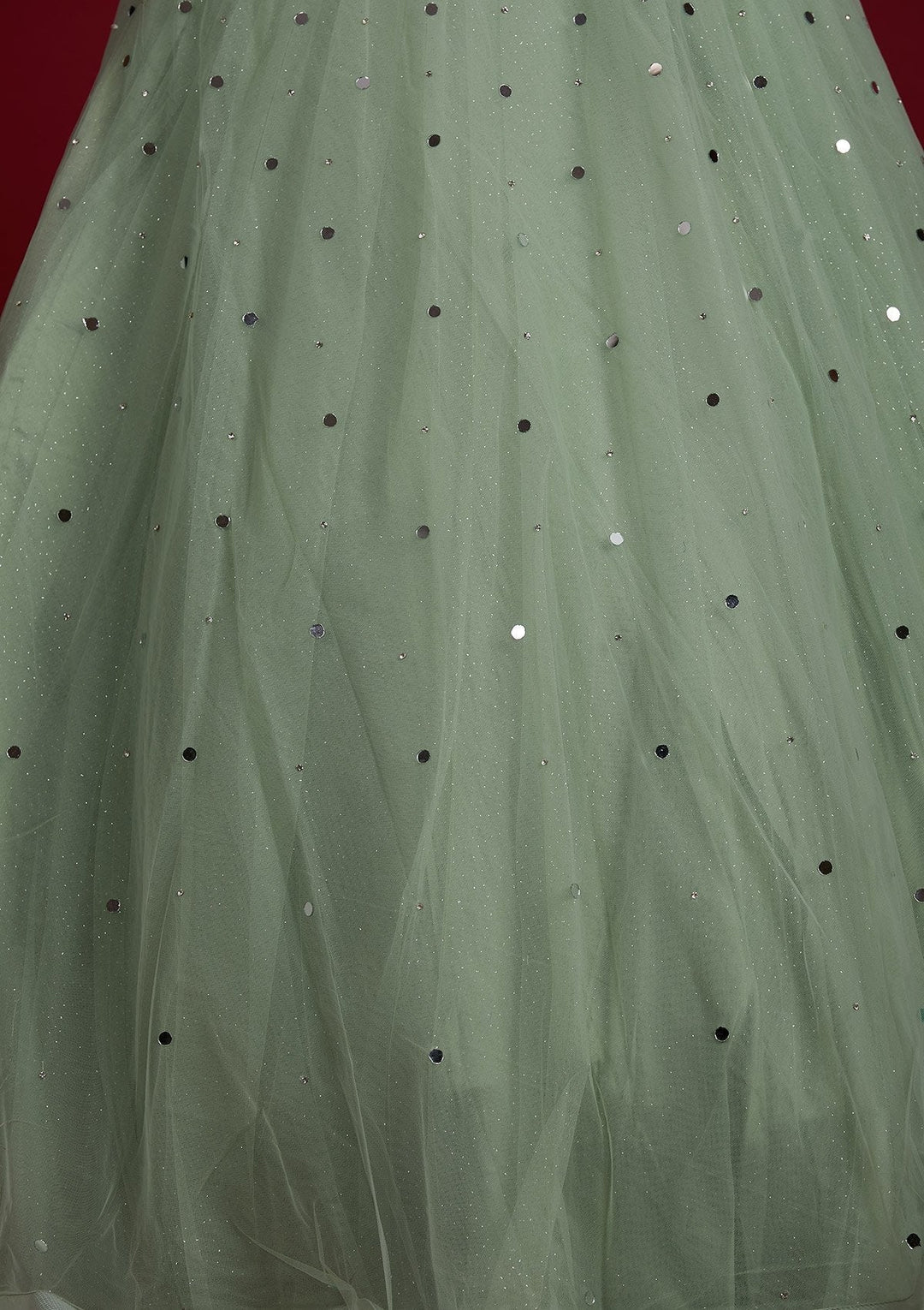 Pista Green Silver Stonework Net Designer Lehenga - Koskii