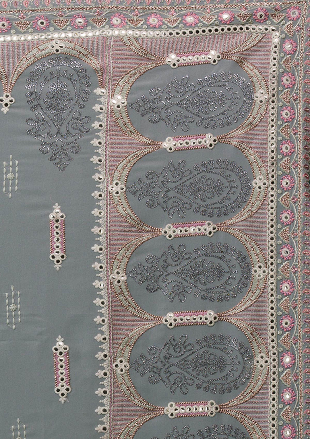 Pista Green Silver Stonework Net Saree-Koskii