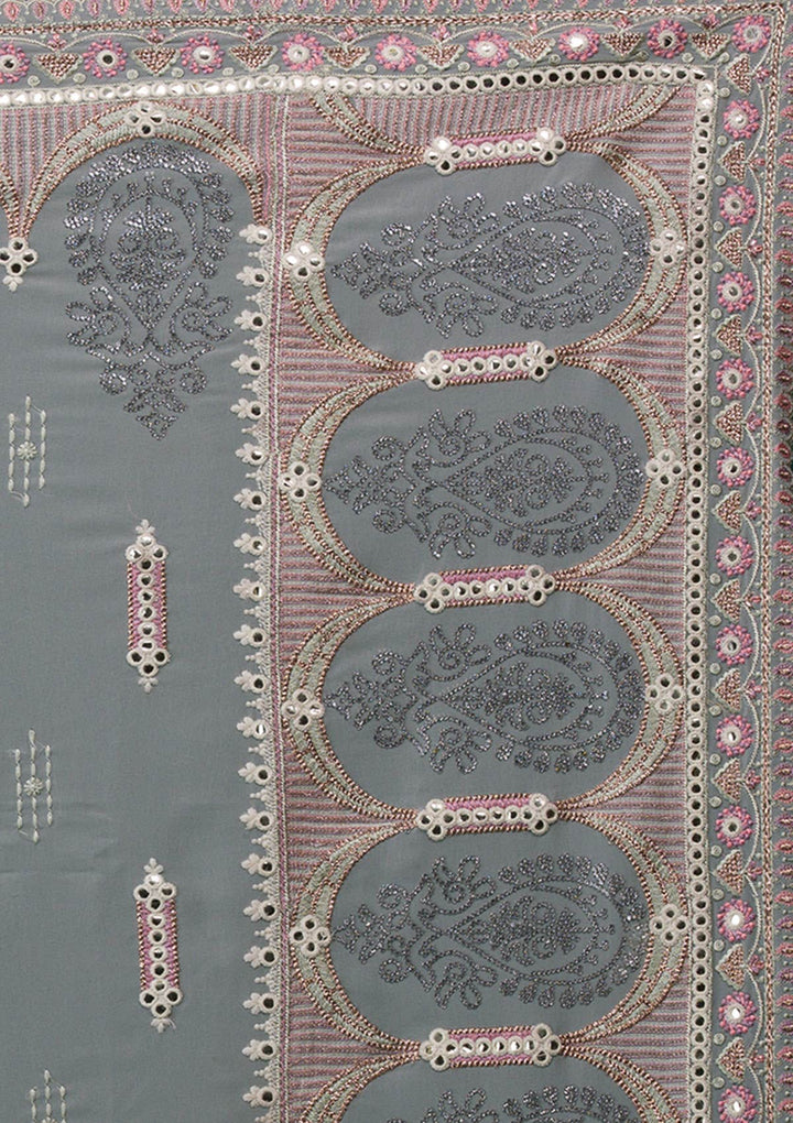 Pista Green Silver Stonework Net Saree-Koskii