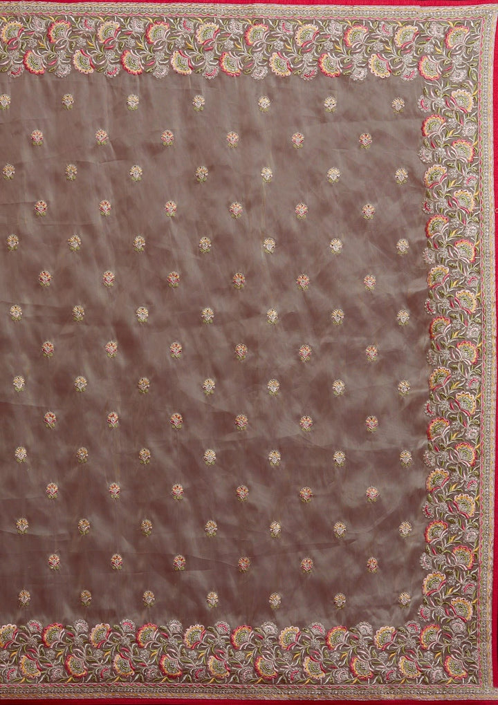 Pista Green Silver Stonework Tissue Designer Saree - koskii