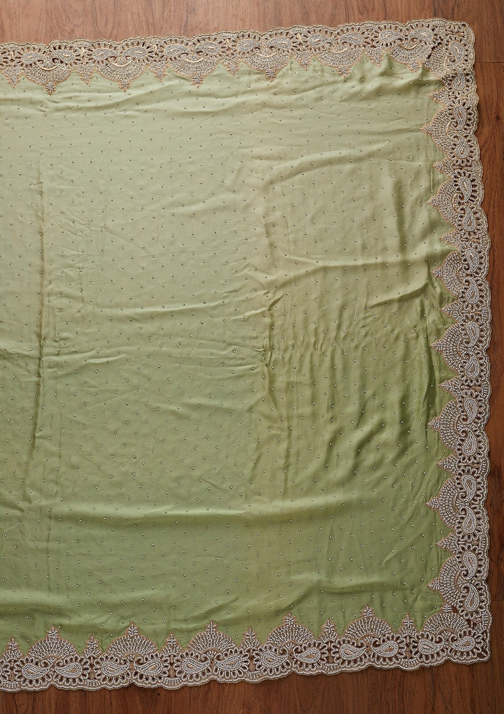 Pista Green Stonework Art Silk Designer Saree - koskii