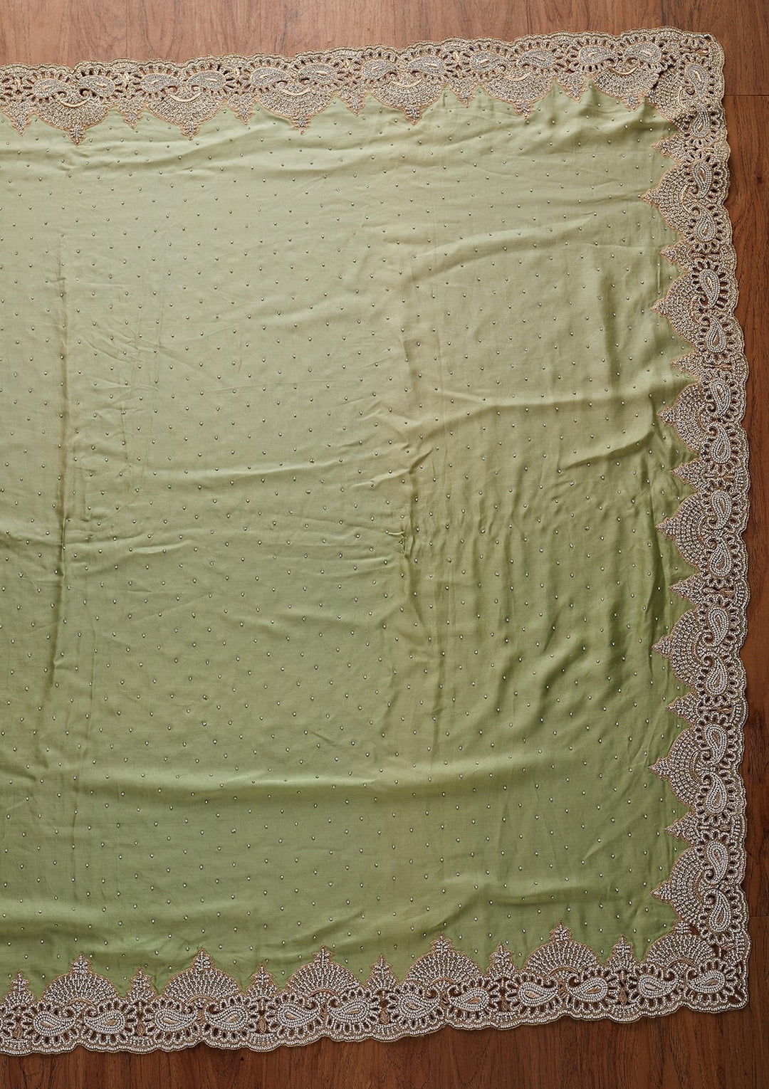 Pista Green Stonework Art Silk Designer Saree - koskii