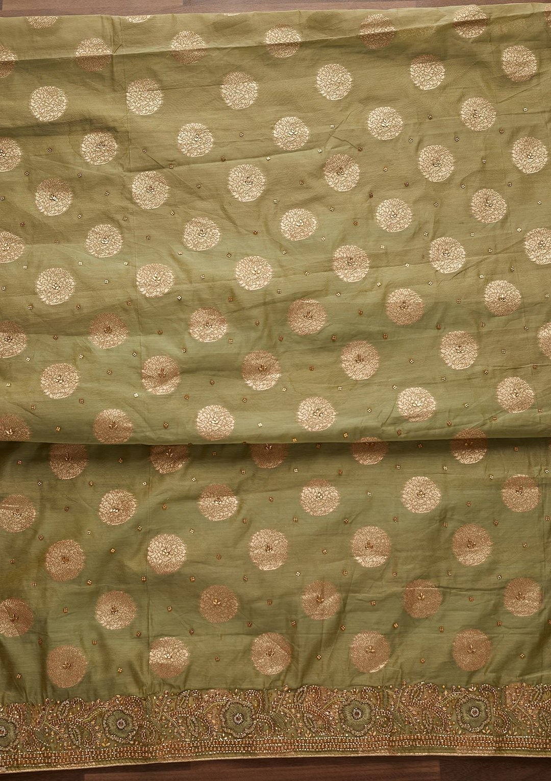 Pista Green Stonework Georgette Designer Unstitched Salwar Suit - Koskii