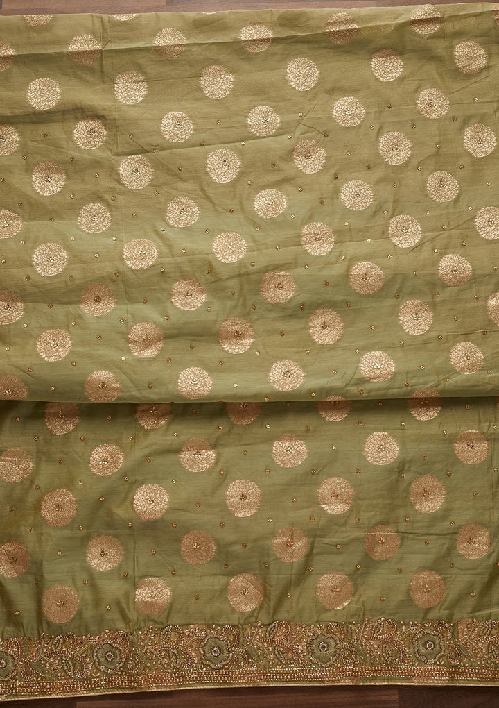 Pista Green Stonework Georgette Designer Unstitched Salwar Suit - Koskii