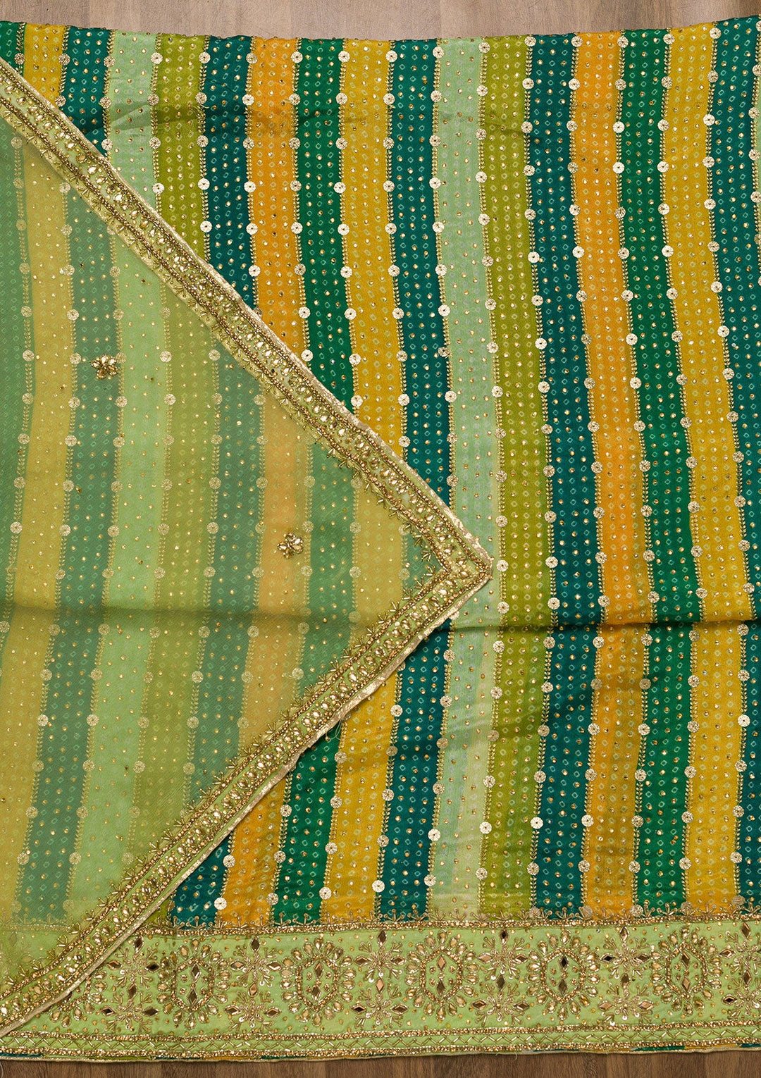 Pista Green Stonework Georgette Unstitched Salwar Suit-Koskii