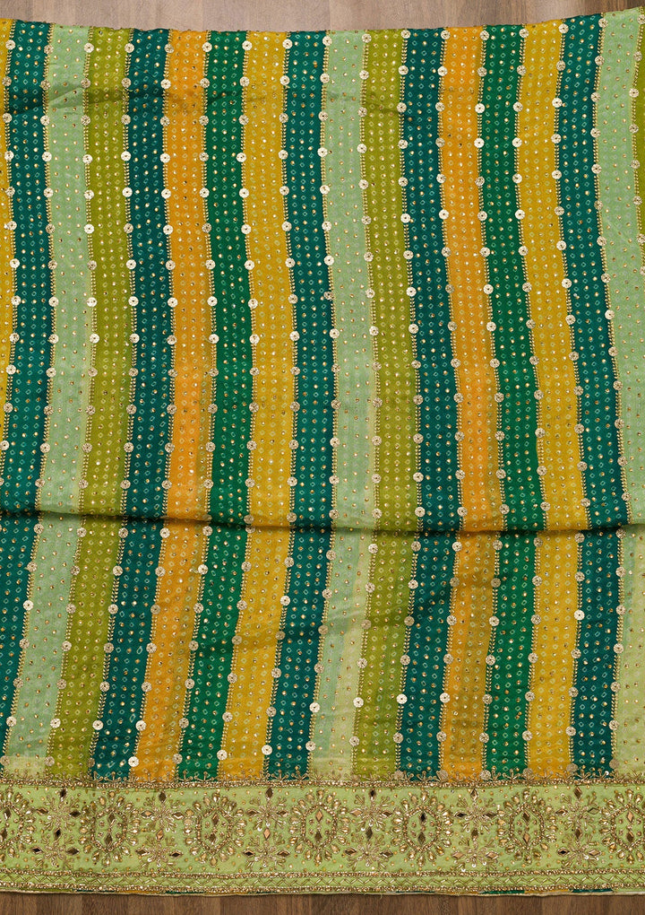Pista Green Stonework Georgette Unstitched Salwar Suit-Koskii