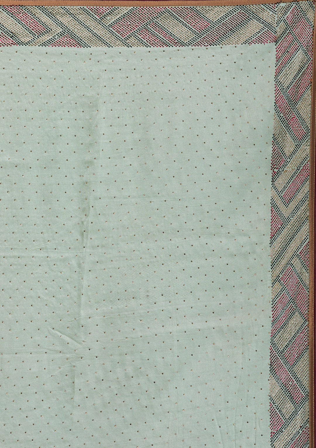 Pista Green Stonework Satin Saree-Koskii