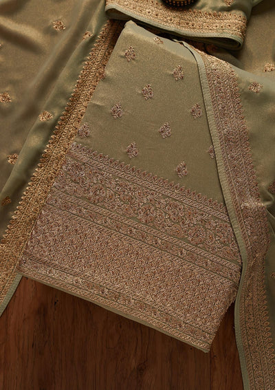 Pista Green Stonework Shimmer Designer Unstitched Salwar Suit - koskii