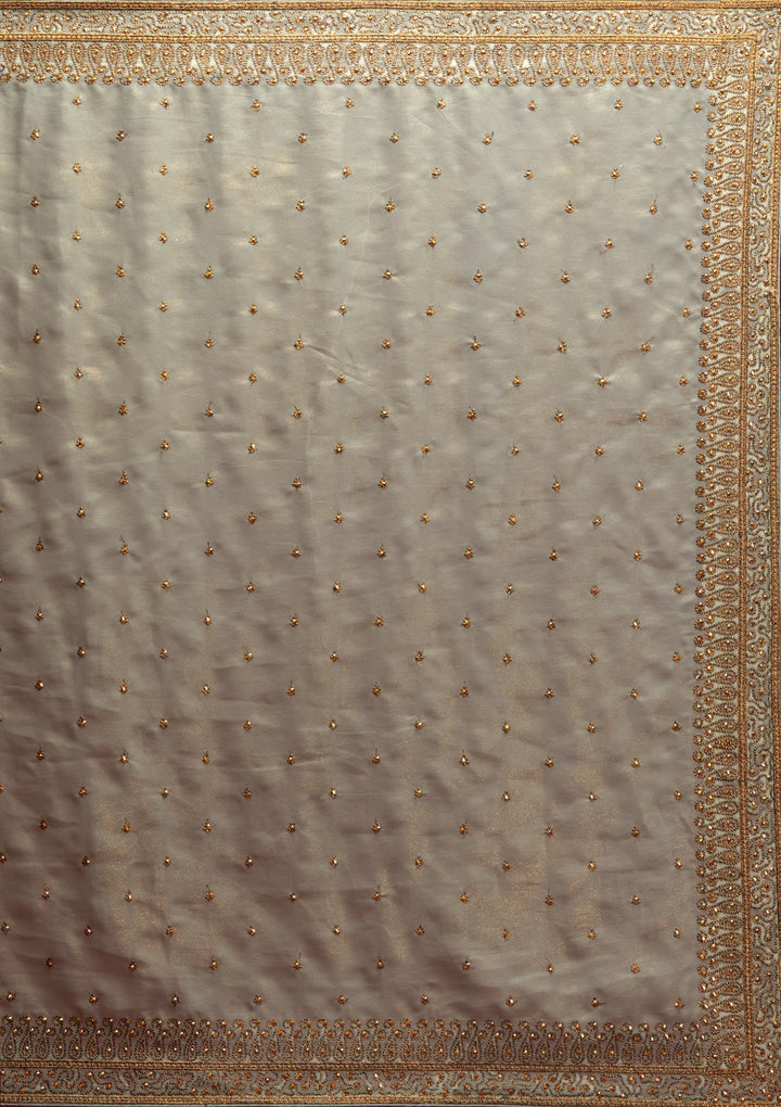 Pista Green Stonework Shimmer Saree - Koskii