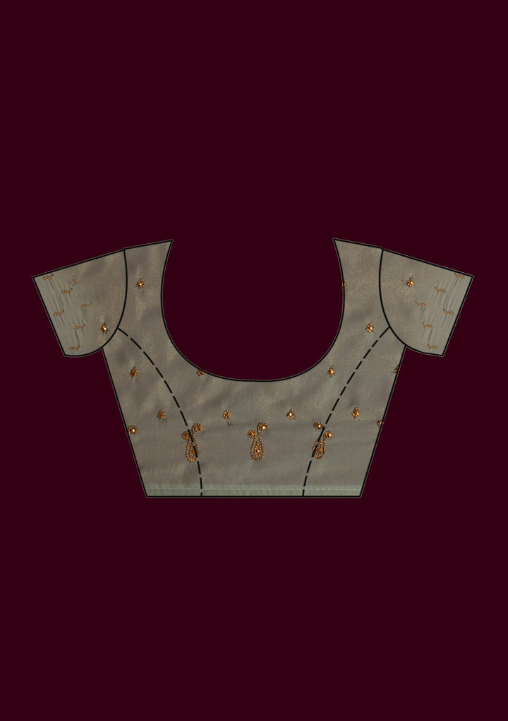 Pista Green Stonework Shimmer Saree - Koskii