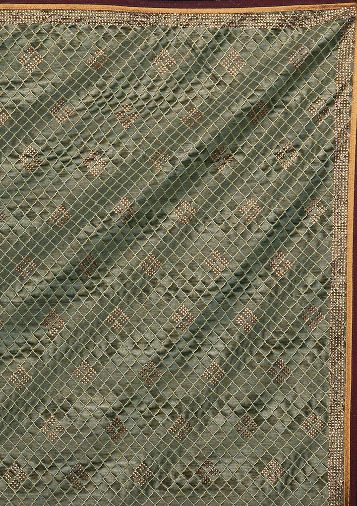 Pista Green Swarovski Net Saree - Koskii