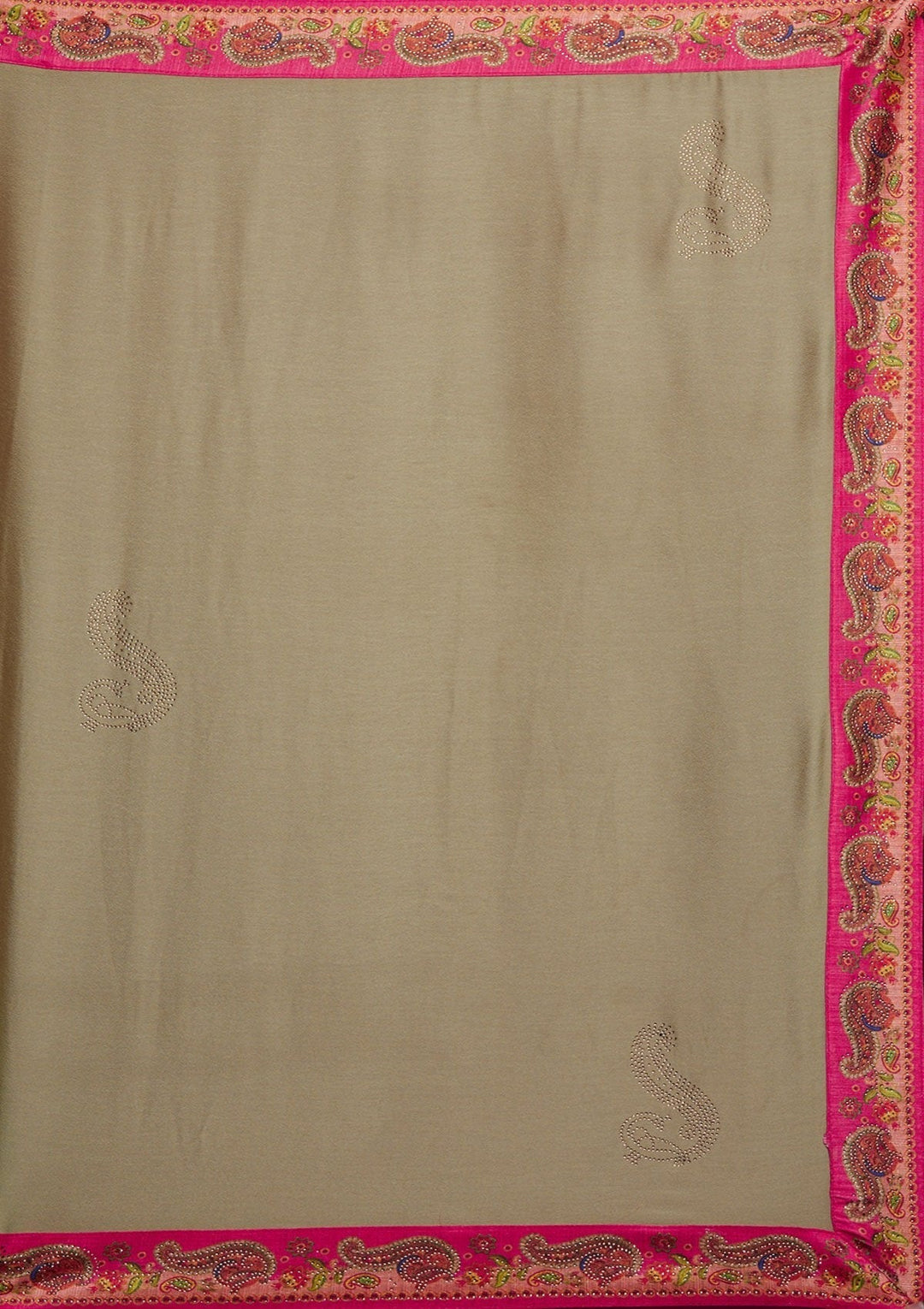 Pista Green Swarovski Semi Crepe Designer Saree - koskii